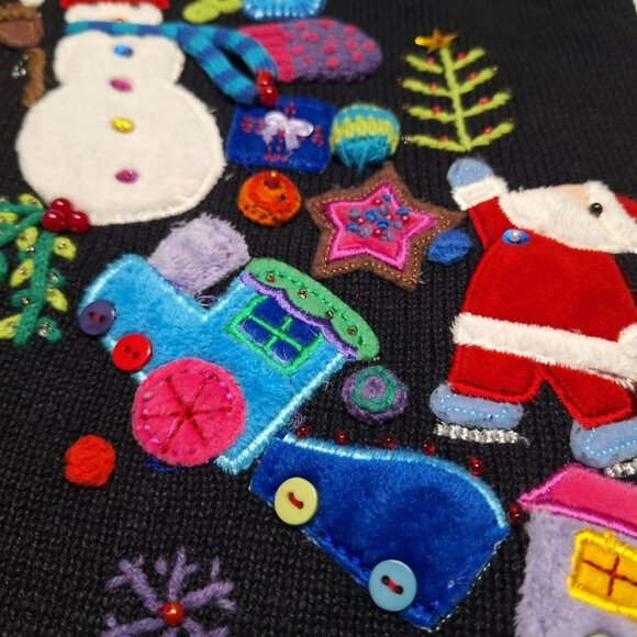 Quacker Factory Christmas Vest Bells‎ Large Embelished  Sweater Knit Embroidered - Picture 12 of 13